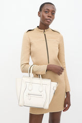 Celine White Leather Luggage Tote
