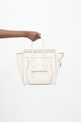 Celine White Leather Luggage Tote