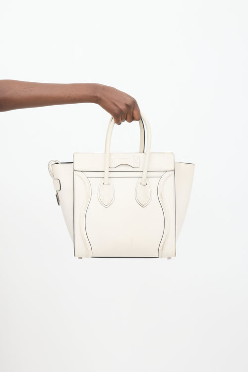 Celine White Leather Luggage Tote