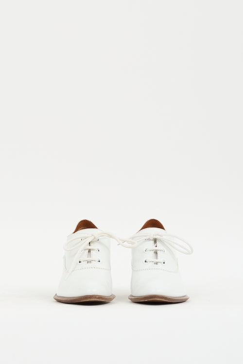 Celine White Leather Pointed Toe Heeled Oxford