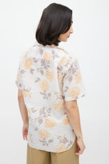Celine SS 2017 Beige Floral Button Up Shirt