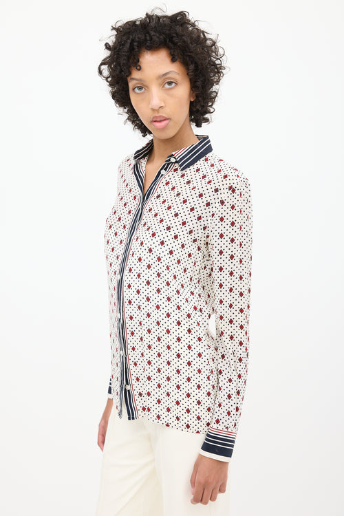 Celine White & Multi Silk Printed Shirt