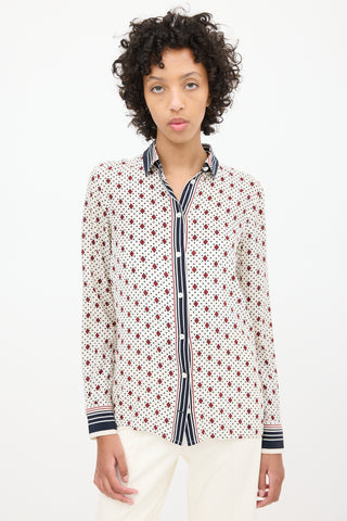 Celine White & Multi Silk Printed Shirt