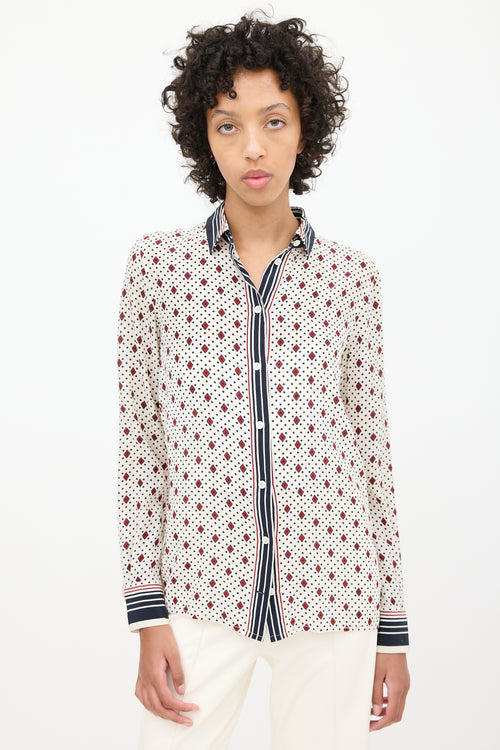 Celine White & Multi Silk Printed Shirt