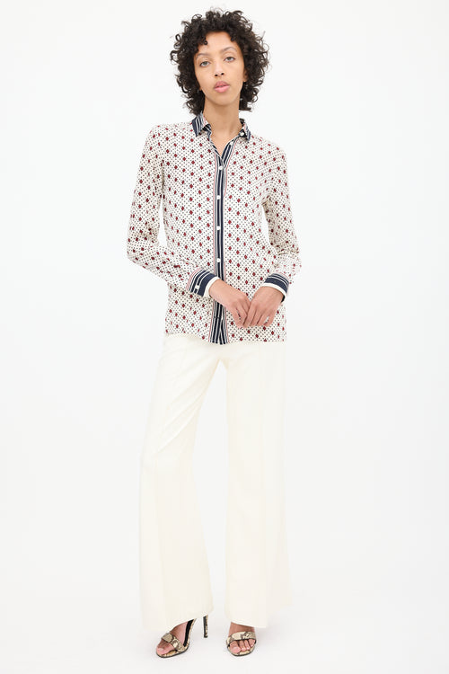 Celine White & Multi Silk Printed Shirt