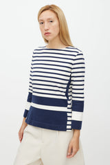 Celine White & Navy Striped Top