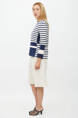 Celine White & Navy Striped Top
