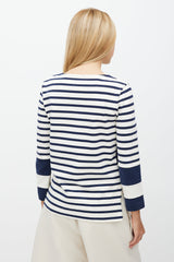 Celine White & Navy Striped Top