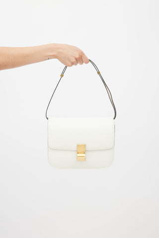 Celine White & Gold Patent Classic Bag