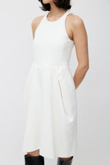Celine White Pleated Sleeveless Dress