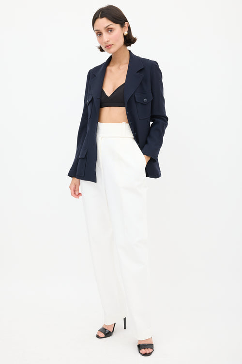 Celine White Tapered Pleated Trouser