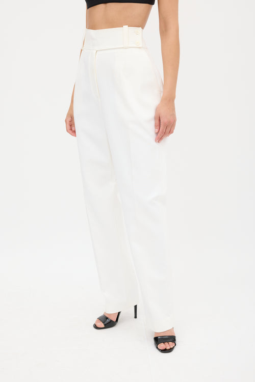 Celine White Tapered Pleated Trouser