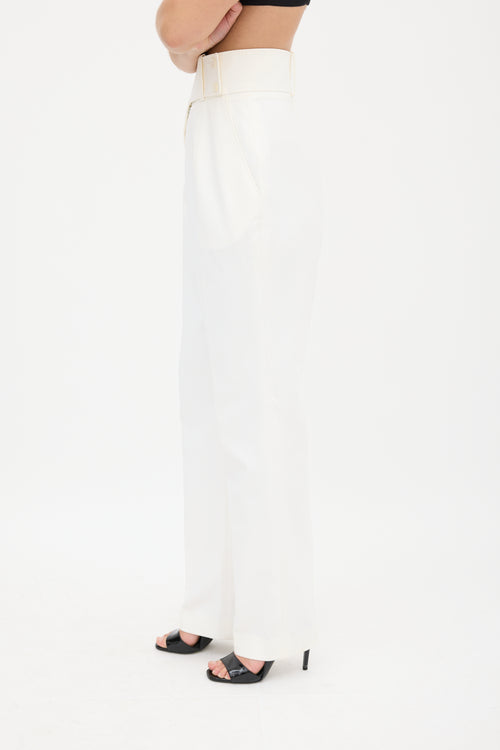 Celine White Tapered Pleated Trouser