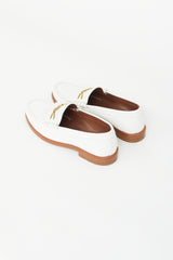 Celine White & Gold Triomphe Embossed Loafer