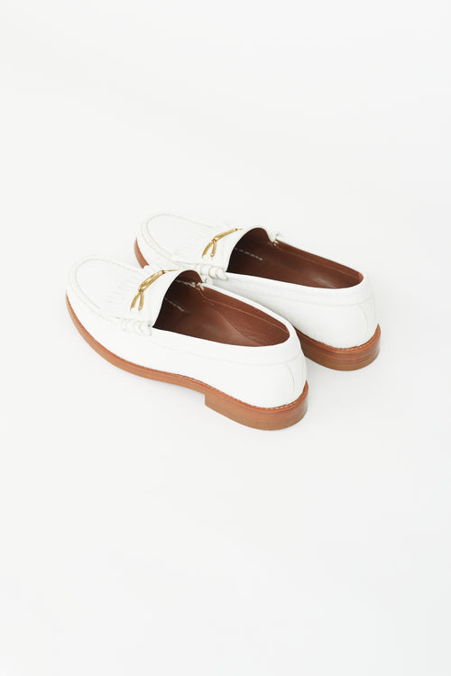 Celine White & Gold Triomphe Embossed Loafer