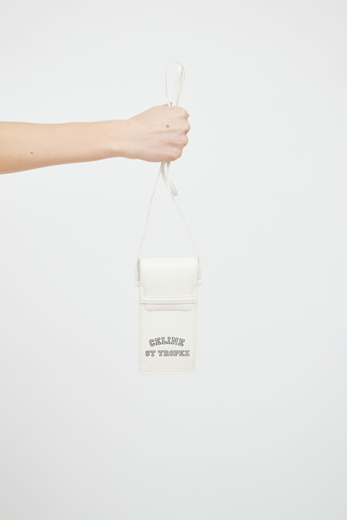 Celine White St Tropez Phone Sling Pouch