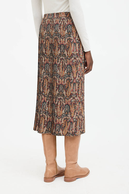Celine Wool Paisley Pleated Skirt