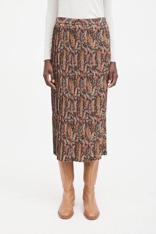 Celine Wool Paisley Pleated Skirt