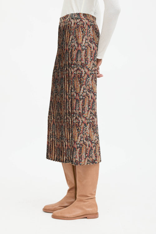 Celine Wool Paisley Pleated Skirt