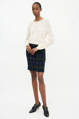 Celine Wool Tartan Mini Skirt