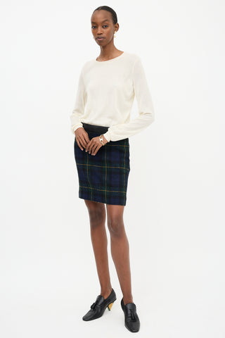 Celine Wool Tartan Mini Skirt