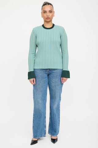 Celine Wool Two Tone Ribbed Sweater