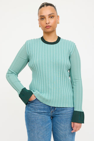Celine Wool Two Tone Ribbed Sweater