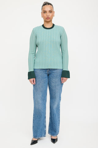 Celine Wool Two Tone Ribbed Sweater