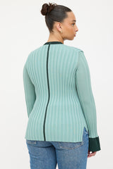 Celine Wool Two Tone Ribbed Sweater