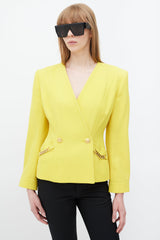 Celine Yellow & Gold Wool Padded Blazer