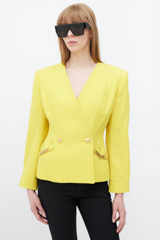 Celine Yellow & Gold Wool Padded Blazer