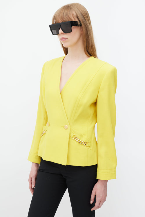 Celine Yellow & Gold Wool Padded Blazer