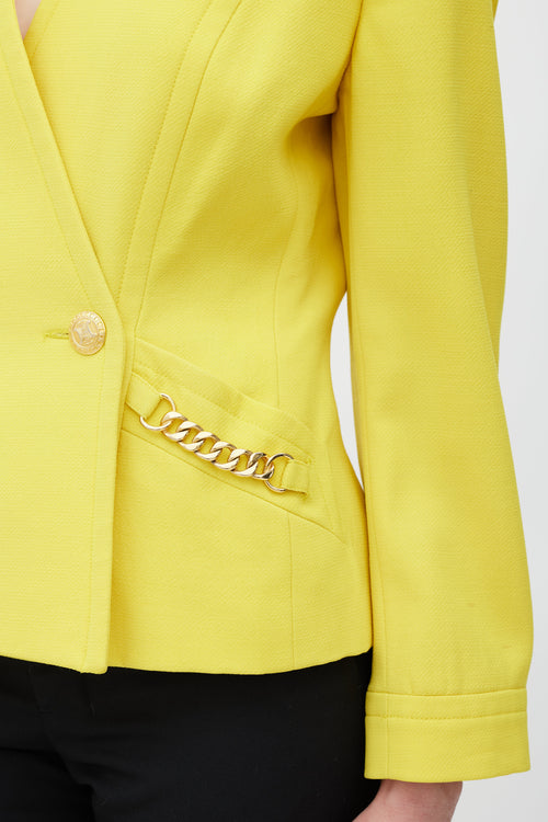Celine Yellow & Gold Wool Padded Blazer