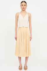 Celine Silk Jacquard Logo Pleated Skirt