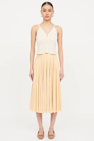 Celine Silk Jacquard Logo Pleated Skirt