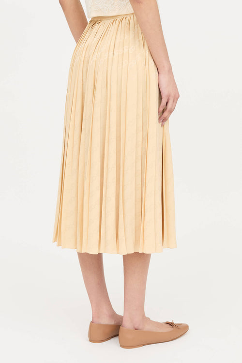 Celine Silk Jacquard Logo Pleated Skirt