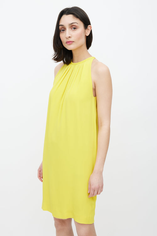 Celine Yellow Silk Pleated Dress
