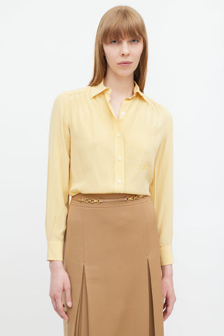 Celine Yellow Silk Triomphe Shirt
