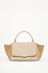 Celine Beige Leather & Suede Medium Trapeze Bag