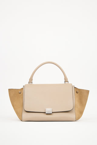 Celine Beige Leather & Suede Medium Trapeze Bag