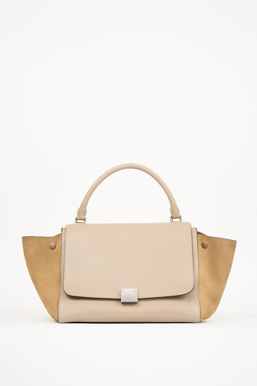 Celine Beige Leather & Suede Medium Trapeze Bag
