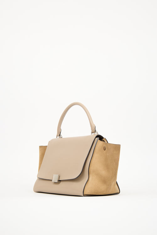 Celine Beige Leather & Suede Medium Trapeze Bag