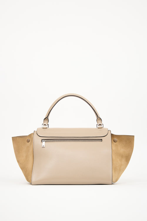 Celine Beige Leather & Suede Medium Trapeze Bag