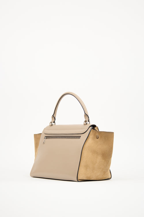 Celine Beige Leather & Suede Medium Trapeze Bag