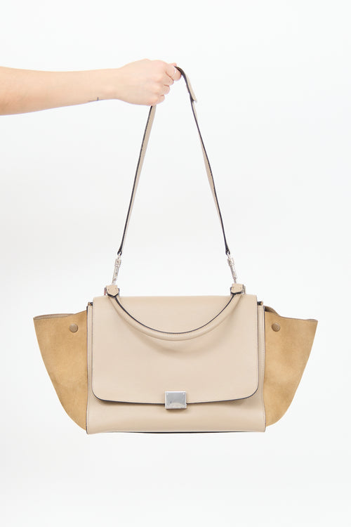 Celine Beige Leather & Suede Medium Trapeze Bag