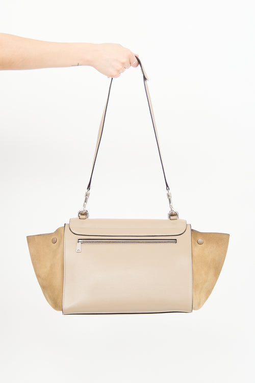 Celine Beige Leather & Suede Medium Trapeze Bag