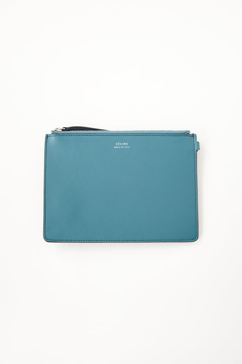 Celine Blue & Black Leather Twisted Cabas Tote