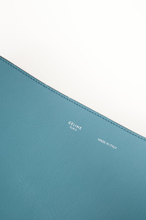 Celine Blue & Black Leather Twisted Cabas Tote