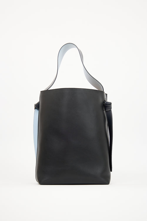 Celine Blue & Black Leather Twisted Cabas Tote