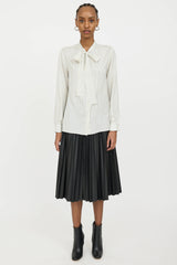 Celine Silk Striped Tie Blouse